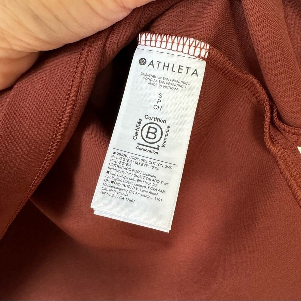 NWOT Athleta Harlow Puff Sleeve Hybrid Tee S Rust Brown - Picture 10 of 10